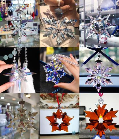 Exquisite Colorful Crystal Snowflakes Car Pendant Charms Ornament Chandelier Sun Catcher Hanging Christmas Decoration Gift ► Photo 1/6