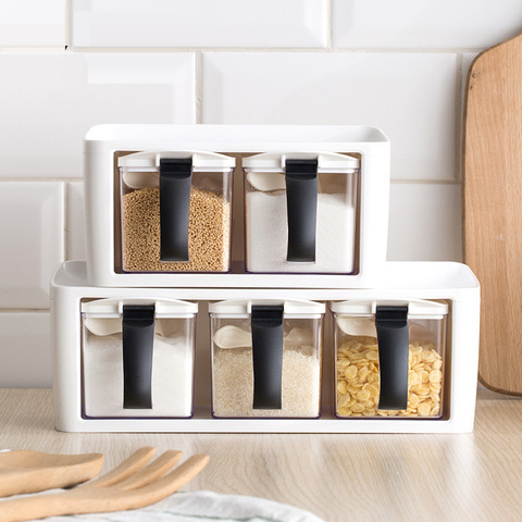 3 Grids Kitchen Spice Jar Rack Condiment Storage Seasoning Container Food Boxes