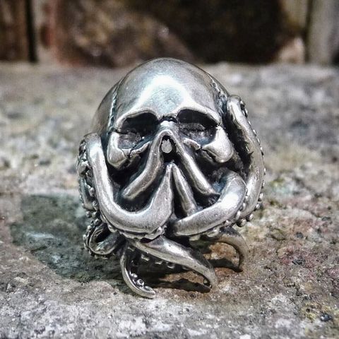 EYHIMD Goth Octopus Skull Ring Punk 316L Stainless Steel Seaman Rings Men Biker Jewelry Gift for Sailor ► Photo 1/4