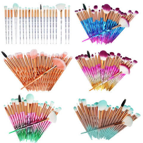 20Pcs Diamond Transparent Makeup Brush Set Powder Foundation Blush Blending Eye shadow Lip Cosmetic Beauty Pincel Maquiagem ► Photo 1/6