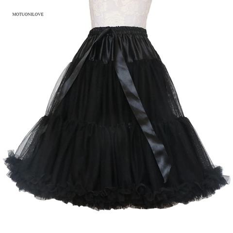 Lolita Petticoat Woman Short Underskirt Rockabilly Ruffle Tulle Black White Red Stock Puffy Tutu Skirt Cosplay Cocktail Dress ► Photo 1/6