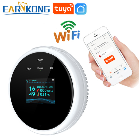 EARYKONG Wifi Natural Gas Sensor Combustible Household Smart LPG Gas Alarm Detector Leakage Sensor Wifi Temperature Detectors ► Photo 1/6