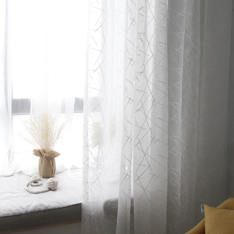White Striped Tulle Curtain For Living room Bedroom Modern Linen Voile Elegant Sheer Window Drapes Curtains for Kitchen Blinds ► Photo 1/6
