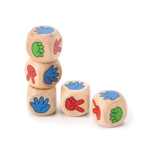 5pcs Drinking Game Dice Rock Paper Scissors Finger-Guessing 20mm Wood Dice Bar Toys ► Photo 1/6