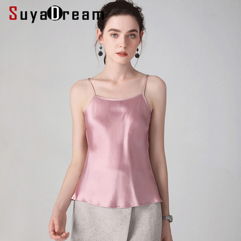SuyaDream Women 100%Real Silk Camisoles Solid Smooth Silk Satin Camis 2022 Spring Summer Bottoming Vests ► Photo 1/3