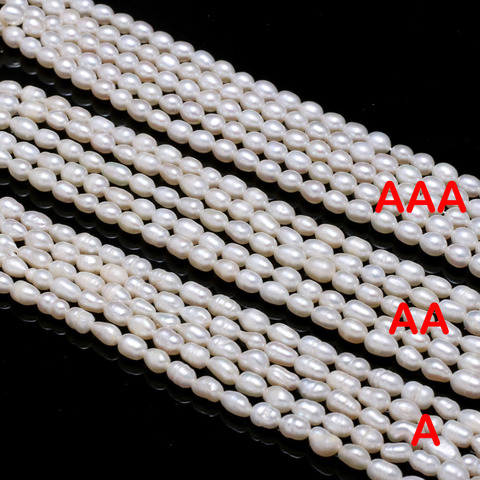 Natural Freshwater Pearl Beads High Quality Rice Shape Punch Loose Beads for DIY Elegant Necklace Bracelet Jewelry Making 4-5MM ► Photo 1/6