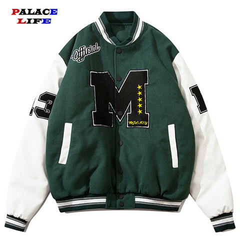 Bomber Jacket Men Big Furry Letter Patch 3 Color Optional Spring Baseball Coats Winter Couple Vintage College Style Streetwear ► Photo 1/6