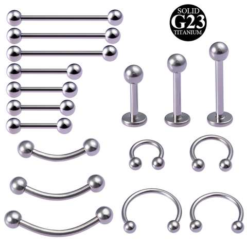 1pc Titanium Eyebrow Piercing Set Cartilage Industrial Earring Tongue Lip Stud Bar Nose Septum Ring Barbell Nipple Body Jewelry ► Photo 1/6