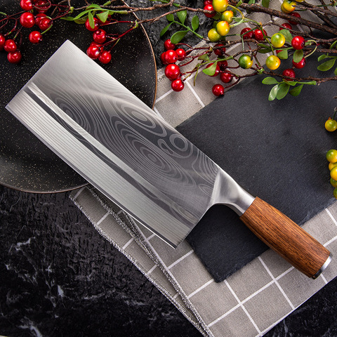 Liang Da Chinese Slicing Knives Super Sharp Blade Vegetable Meat Fish Knife 4Cr13 High Hardness Kitchen Cooking Knives Cleaver ► Photo 1/6