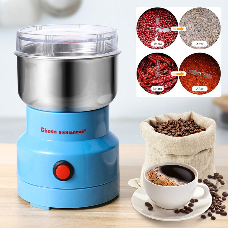 Electric Coffee Grinder Stainless Steel Blade Herb Nuts Crusher Powder Mill  Grains Chopper Cafe Beans Spices Grinding Machine EU