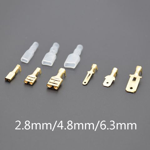 100pcs 2.8/4.8mm/6.3mm Male/Female Spade Crimp Terminals Electrical Insulating Sleeve Wire Connector for 22-16 AWG 0.5mm2-1.5mm2 ► Photo 1/6