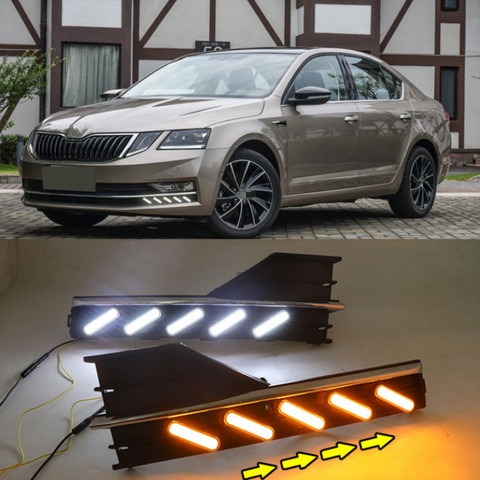 2PCS Waterproof style 12V LED Car for SKODA OCTAVIA A7 2022 DRL Daytime running light with fog lamp hole ► Photo 1/5