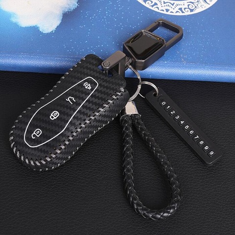 Tonlinker Interior Car Key Cover Case Stickers For Geely Tugella FY11 2022-20 Car Styling 1 PCS PU Leather Cover Stickers ► Photo 1/6