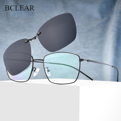 BCLEAR Retro Optical Spectacle Frame Men Women Clip On Sunglasses Polarized Lenses Magnetic Sun lens Prescription Eyeglasses New ► Photo 1/5