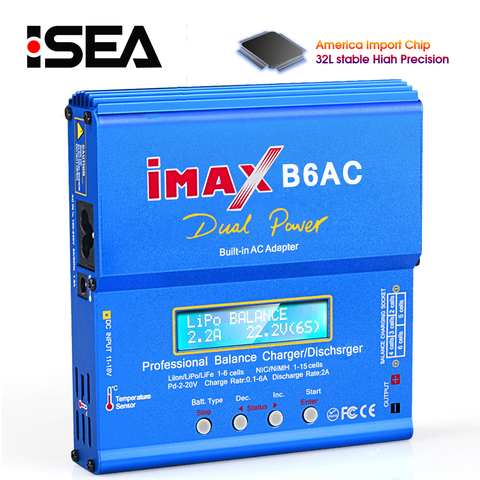 HTRC iMAX B6 AC RC Charger 80W B6AC 6A Dual Channel Balance Charger Digital LCD Screen Li-ion Nimh Nicd Lipo Battery Discharger ► Photo 1/6