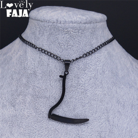 Lovely FAJA Gothic Stainless Steel Sickle Neckless Women Black Grim Reaper Necklaces & Pendants Jewelry colier femme N4125S03 ► Photo 1/6