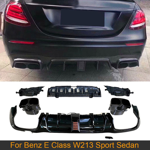 For W213 Rear Bumper Diffuser Lip with Exhaust Tips for Mercedes Benz E Class W213 Sport Sedan 2017-2022 Rear Bumper Diffuser PP ► Photo 1/6