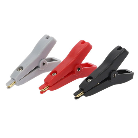 1pcs LCR Kelvin Alligator Clip 52mm Kelvin Copper Gold Plate Clip Grey Black Red ► Photo 1/6