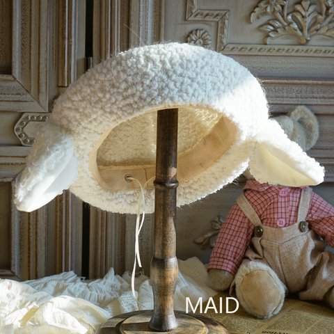 Original design sheep ear plush beret lamb wool Lolita hand-made ► Photo 1/4