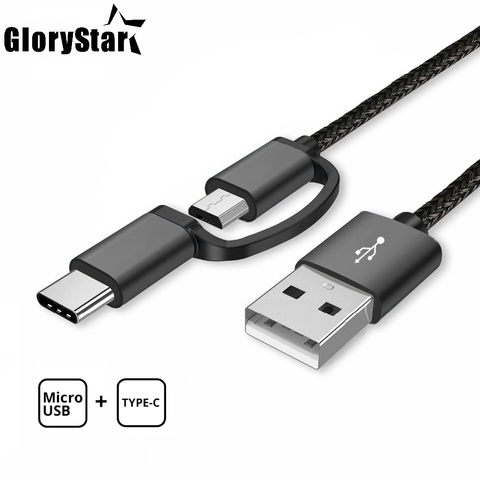 USB Type C Micro USB 2 IN 1 Fast Charge Cable For Xiaomi Huawei Samsung Nokia Sony Oukitel Mobile Phone Cables 0.5M 1M 2M 3M ► Photo 1/6