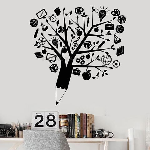 Creative Pencil Tree Wall Decal Study Room School Classroom Interior Decor Pupil Student Education Vinyl Window Stickers 1516 ► Photo 1/3