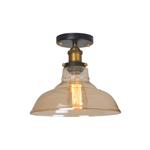 Vintage Ceiling Light Glass Lampshade Claer/Amber E27 Bulb 110-220V Corridor/Aisle/Balcony/Loft Indoor Lighting LED Ceiling Lamp ► Photo 1/5