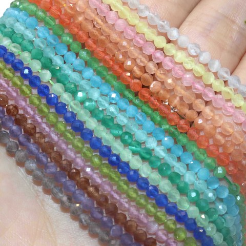Natural Stone Faceted 2MM 3MM Beads Cat Eye Gem Loose Beads For Jewelry Making Charm DIY Bracelet Necklace Earrings Material ► Photo 1/6