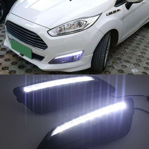 Car Flashing 2PCS  LED DRL Daytime Running Lights For Ford Fiesta 2013 2014 2015 2016 Daylight Fog light waterproof ► Photo 1/6