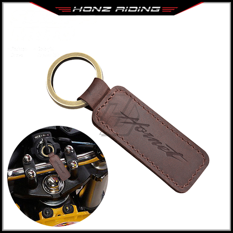 For Honda Hornet Key CB1000R CB250F CB600F CB900 Etc Motorcycle Keychain Cowhide Key Ring ► Photo 1/5