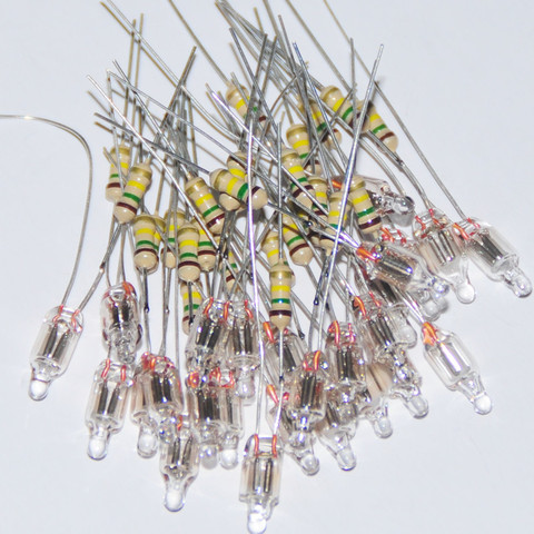 20pcs Neon Bulb Indicator Lamps 4mm Red Neon Light Sign 4*10mm Resistance Neon-Light Lampada for 220V ► Photo 1/4