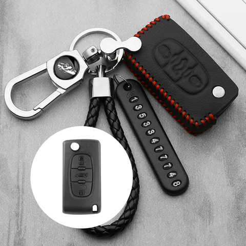 Handmade Luminous Leather Car Key Cover Case For Peugeot 306 407 807 Partner Citroen C2 C3 C4 Picasso Xsara C5 C6 C8 Berlingo ► Photo 1/6