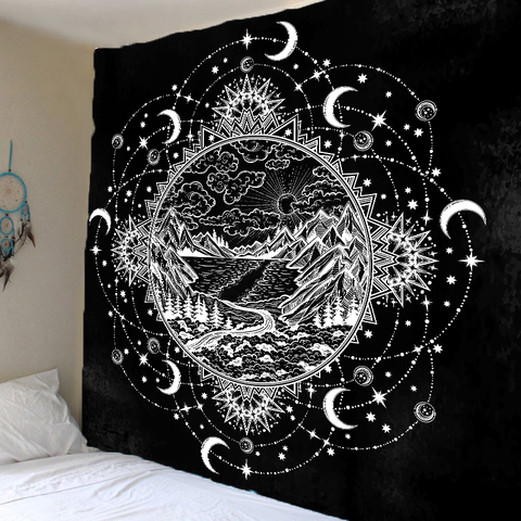 Sun Moon Star Tapestry Wall Hanging Chinese Flying Crane Flower Tapestries Art Wall Cloth Carpet Background Home Decoration ► Photo 1/6