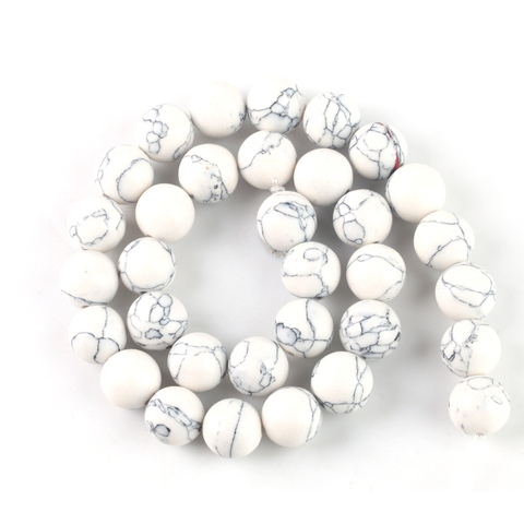 White Natural Howlite Turquoises Round Loose Beads 4/6/8/10/12 mm For Jewelry Making Bracelet Fit Diy Charm Accessories Beads ► Photo 1/6