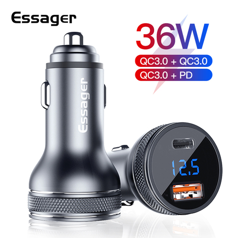 Essager Mini USB Car Charger Quick Charge 3.0 Fast Charging Charger For iPhone Xiaomi Auto Type C QC PD 3.0 Mobile Phone Charger ► Photo 1/6