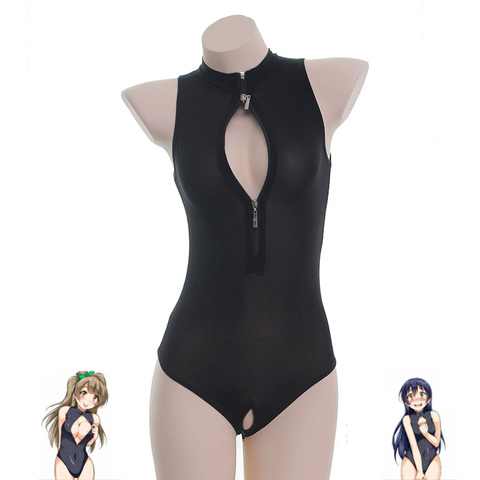 Anime Sexy One-Piece Jumpsuits Cosplay Costume Bikini Sukumizu Swimsuit Zipper Open Boobs Crotch Thin Women Bodysuit ► Photo 1/6