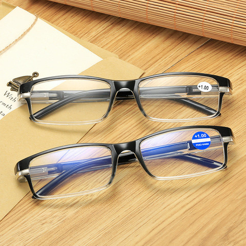 Anti-blue Light Reading Glasses Spring Leg Alloy Eyeglasses Retro Business Hyperopia Prescription Eyeglasses Diopter 0 To +4.0 ► Photo 1/6