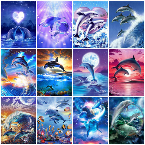 EverShine Diamond Embroidery Dolphin Cross Stitch Diamond Painting Kits Mosaic Animals Sale Rhinestones Art Handwork Gift ► Photo 1/6