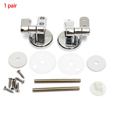 Universal Adjustable Pair of Replacement Chrome Bathroom Toilet Seat Hinge Set Pair With Fittings ► Photo 1/6