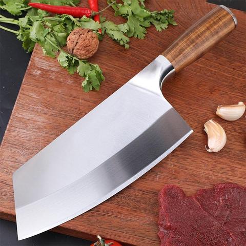 8inch Chinese Chef Knife Stainless Steel Meat Cleaver Kitchen Knife Sharp Slicing Knife Meat Cleaver Wooden Handle Butcher Knife ► Photo 1/6