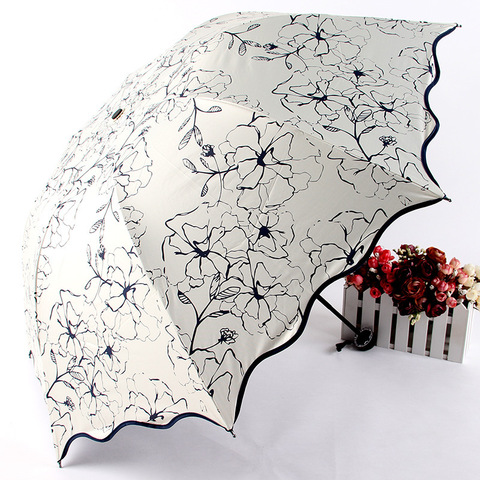 Chic Floral ANTI-UV Foldable Umbrellas Sun Compact Women Female Ladies Lady Windproof Rain Lovely Flower 8K Parasols Umbrella ► Photo 1/5