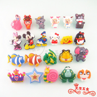 1x Children Cartoon Room Door Knob Pulls Soft PVC Cartoon Car Bird Cat Mouse Crown Dresser Drawer Wardrobe cabinet Handles ► Photo 1/6