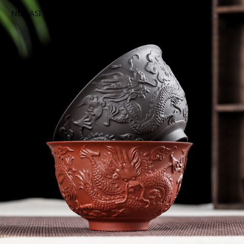 230ml Zisha Bowl Handmade Tea Set Tea Bowl Chinese Style Dragon Pattern Ceramic Clay Kettle Gift Birthday Present Decorations ► Photo 1/6