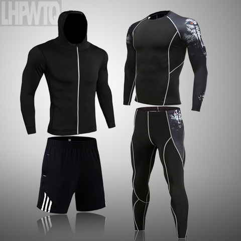2022 Men Sportswear Compression Suits Breathable Gym Clothes Man Sports Joggers Training Gym Fitness Tracksuit Running Sets 4XL ► Photo 1/6