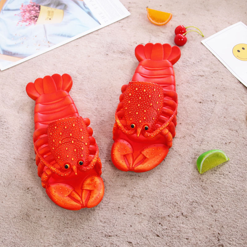 Red Crawfish Sandals Women Flat Summer Shoes Woman Slides Slippers Lobster Design Womens Animal Sandals Unisex Big Size 24-47 ► Photo 1/6