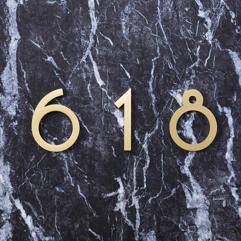 Golden Door Plates for Wall Decor, Door Figures, Brass Address Number,  Villa, Hotel, Dormitory House, Outdoor