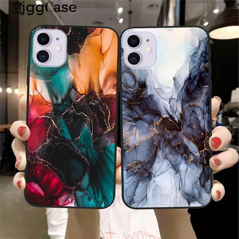 Dark Blue Marble Stone Texture black Cover Phone Case Fundas For iPhone 12 Mini 11 Pro XR X XS Max 6S 7 8 8Plus 7Plus Cover Case ► Photo 1/6