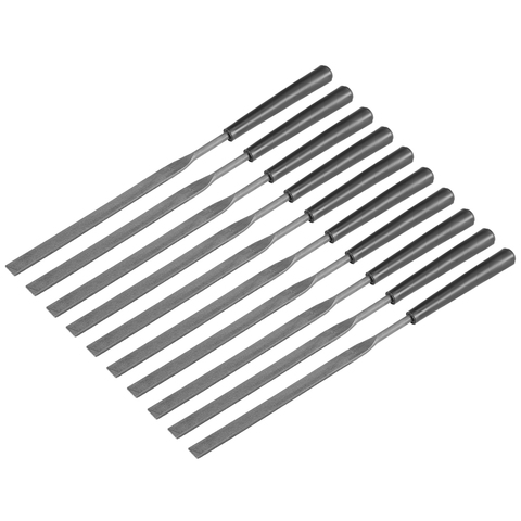 Uxcell 10Pcs Second Cut Steel Flat Needle File with Plastic Handle 3mm x 140mm ► Photo 1/4