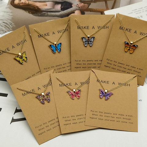 Korean Fashion Cute Butterfly Pendant Necklace for Women Golden Color Statement Necklace Jewelry Gifts Wholesale Dropshipping ► Photo 1/6