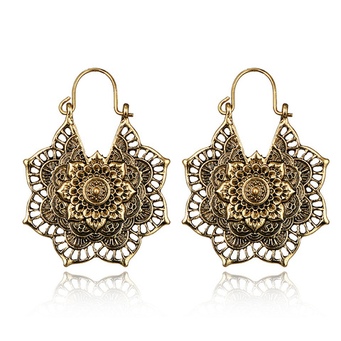 2022 New Femme oorbellen Antique Gypsy Indian Tribal Ethnic Hoop Dangle Mandala Earrings Boho boucle doreille ► Photo 1/6