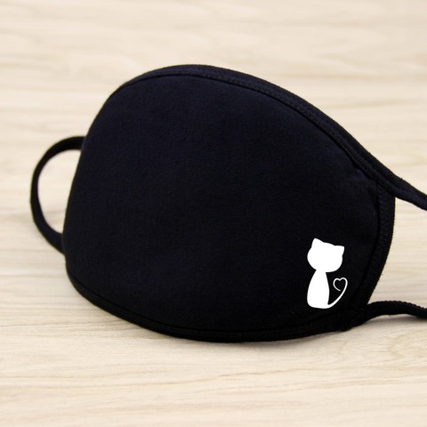 1Pcs Unisex Winter Warm Thickening Half Face Mouth Mask Cotton Cartoon Pattern Anti-Dust Anti-Bacterial Respirator Classic Black ► Photo 1/6